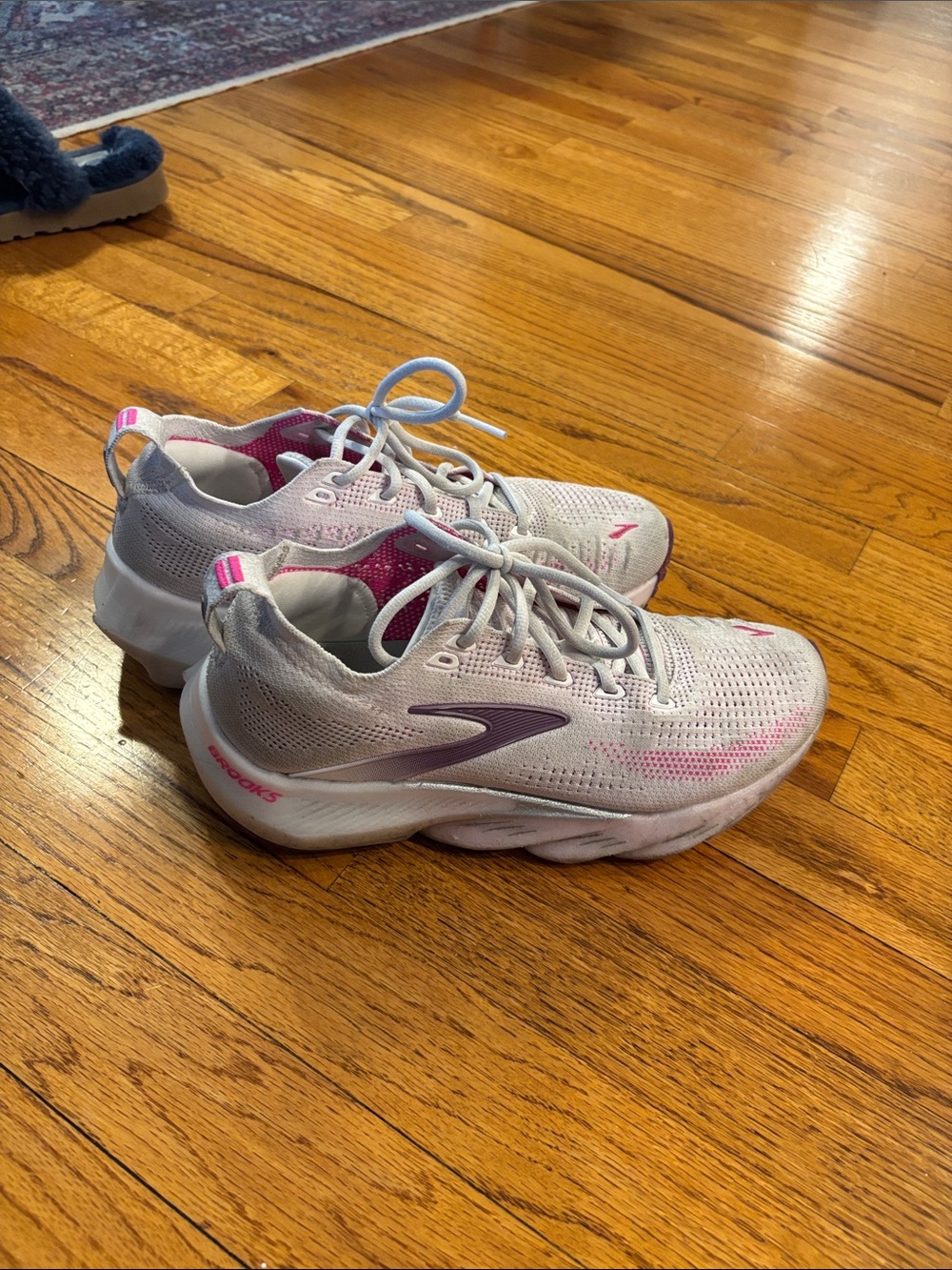 Brooks Women’s Running Shoes in White with Pink Accents